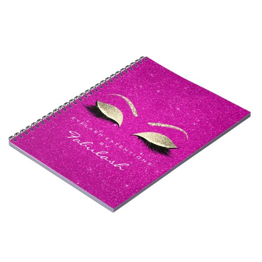 Wimpers Glitter Ogen Make-up Helder Roze Goud Naam Notitieboek (Linkerzijde)