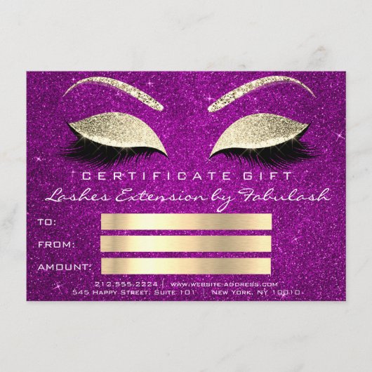 Wimpers Goud Roze Make-up Artiest Certificaat Gift (Voorkant)