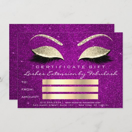 Wimpers Goud Roze Make-up Artiest Certificaat Gift (Voorkant / Achterkant)