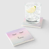 Wimpers houden van Paarse roze stropdas kleurstof Stenen Onderzetter (Zijkant)