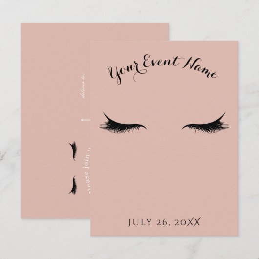 Wimpers Lashes Beauty Salon Spa Make-up Event Uitnodiging Briefkaart (Voorkant / Achterkant)