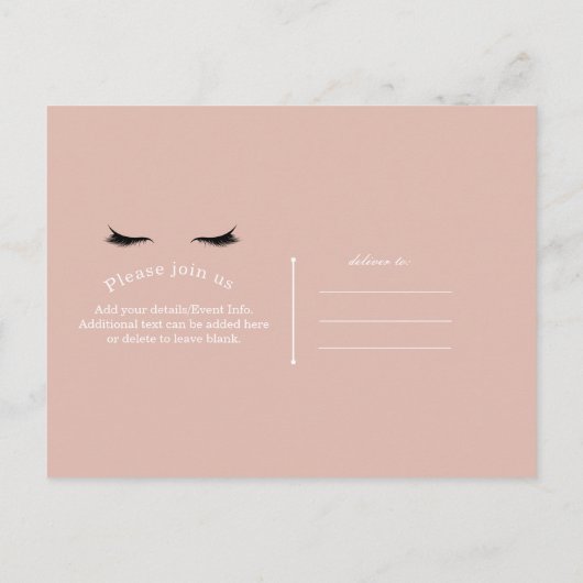 Wimpers Lashes Beauty Salon Spa Make-up Event Uitnodiging Briefkaart (Achterkant)