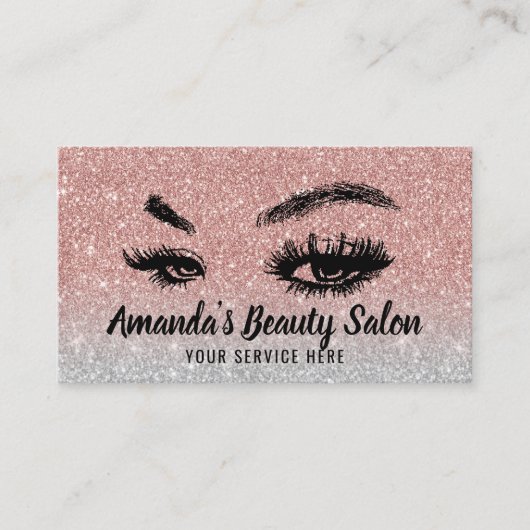 Wimpers Make-up Artiest Beauty Salon Roos Goud Zil Visitekaartje (Voorkant)