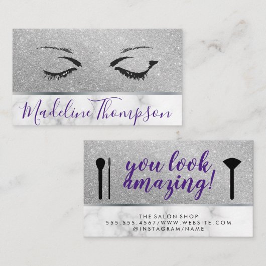 Wimpers Make-up Artist Marble Glitter Visitekaartje (Voorkant / Achterkant)