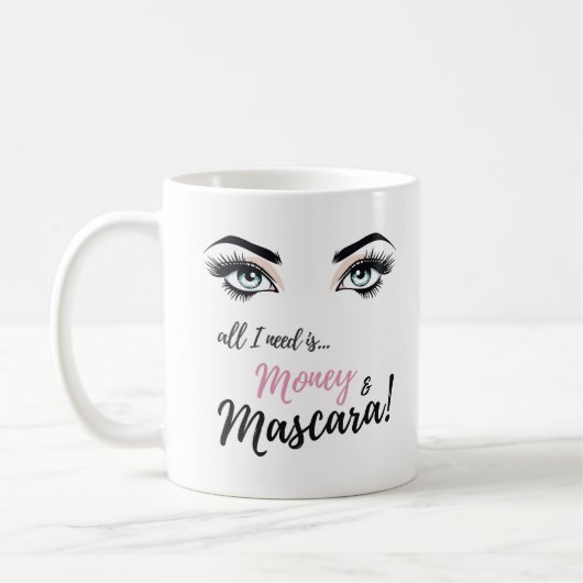 Wimpers, make-up kunst, mascara, cadeau voor meisj koffiemok (Links)