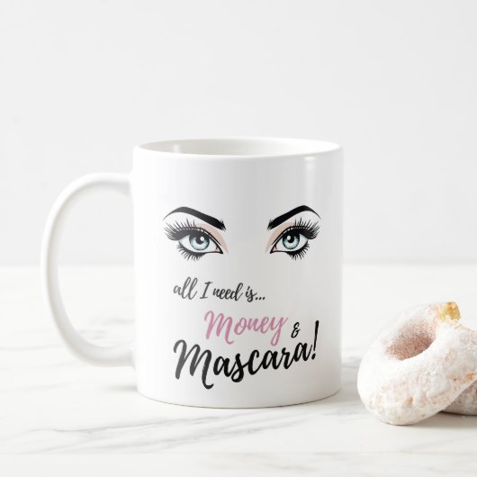 Wimpers, make-up kunst, mascara, cadeau voor meisj koffiemok (Met donut)