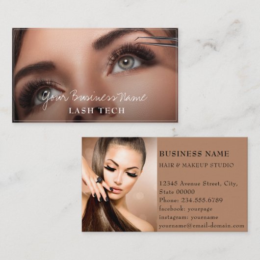 Wimpers Make-up Nagel Tech Esthetisch Modern Visitekaartje (Voorkant / Achterkant)