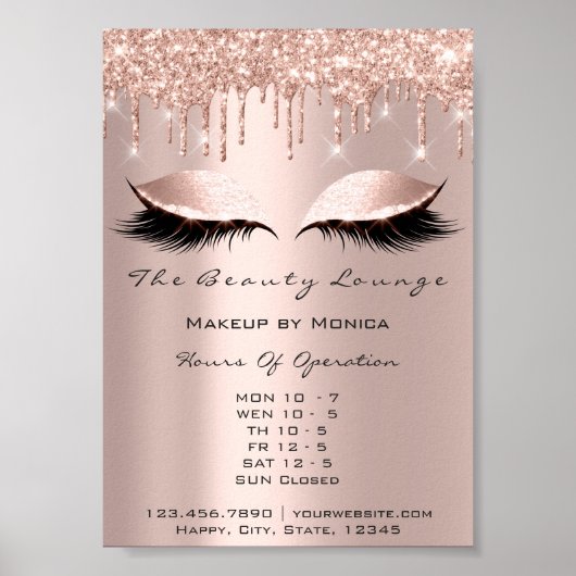 Wimpers Make-up Openingstijden Salon Roos Drips Sp Poster (Voorkant)