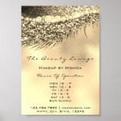 Wimpers Make-up Openingsuren Gouden Salon Metaal L Poster (Voorkant)