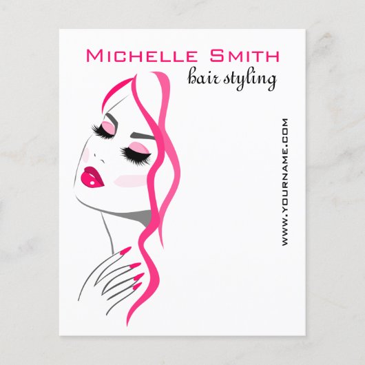 Wimpers Manicure Haar Roze Meisje Schoonheid Brand Flyer (Voorkant)