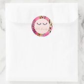 Wimpers Meisje Roze Glam Zwart Goud Luipaard Ronde Sticker (Tas)