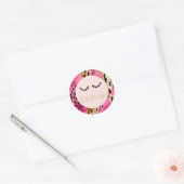 Wimpers Meisje Roze Glam Zwart Goud Luipaard Ronde Sticker (Envelop)