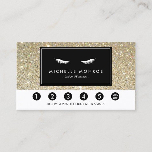 Wimpers met Gold Glitter Loyalty Punch Kaart (Voorkant)