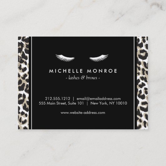 Wimpers met Leopard Print Aftercare Kaart Visitekaartje (Achterkant)