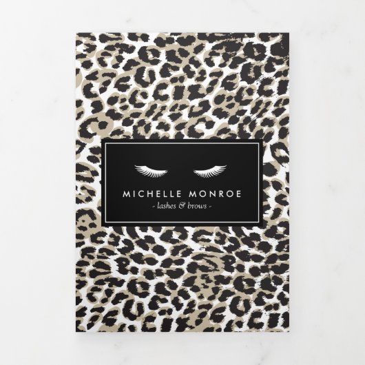 Wimpers met Leopard Print Prijslijst Brochure Drieluik Kaart (Cover)
