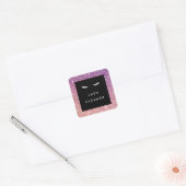Wimpers met Paarse/roze Glitter Lash Cleaner Vierkante Sticker (Envelop)