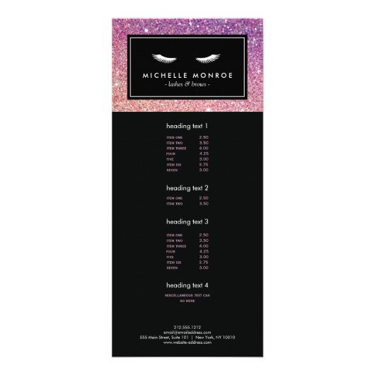 Wimpers met Paarse/Roze Glitter Rack Kaart (Voorkant)