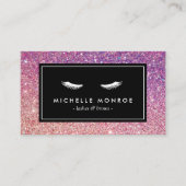 Wimpers met Paarse/roze Glitter Visitekaartje (Voorkant)