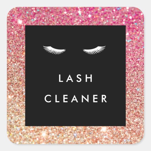 Wimpers met Rood/Bronzen Glitter Lash Cleaner Vierkante Sticker (Voorkant)