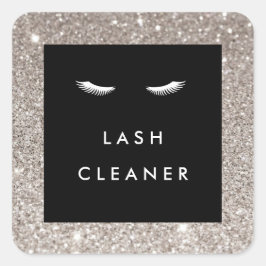 Wimpers met Silver Glitter Lash Cleaner Vierkante Sticker