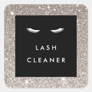Wimpers met Silver Glitter Lash Cleaner Vierkante Sticker