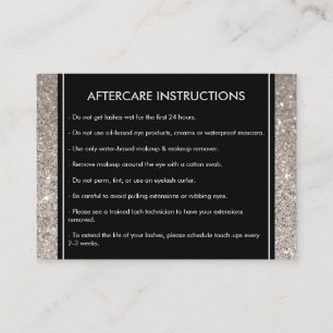 Wimpers met Silver Glitter Salon Aftercare Kaart Visitekaartje