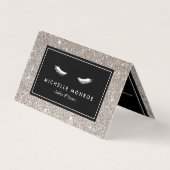 Wimpers met Silver Glitter Salon Aftercare Visitekaartje (Voorkant)