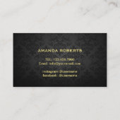 Wimpers Modern Goud Script Elegant Donker Damast Visitekaartje (Achterkant)