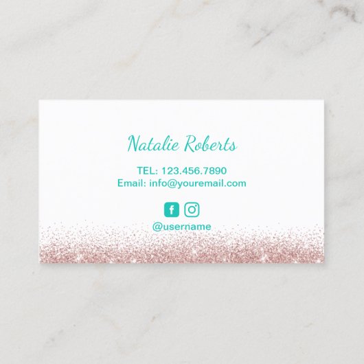 wimpers moderne Blauwgroen typografie wimper exten Visitekaartje (Achterkant)