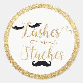 Wimpers of Staches Baby shower Geslacht onthullen Ronde Sticker