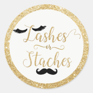 Wimpers of Staches Baby shower Geslacht onthullen Ronde Sticker