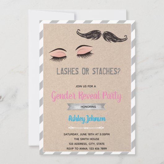 Wimpers of toestanden onthullen genderuitnodiging kaart (Voorkant)