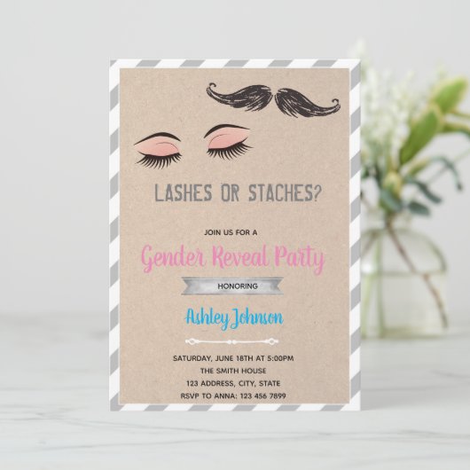 Wimpers of toestanden onthullen genderuitnodiging kaart (Staand voorkant)