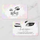 Wimpers Ogen Wenkbrauwen Roze Holografisch Pastel  Contactkaartje (Voorkant / Achterkant)