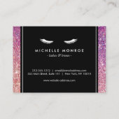 Wimpers Paarse/roze Glitter Salon Aftercare Kaart Visitekaartje (Achterkant)