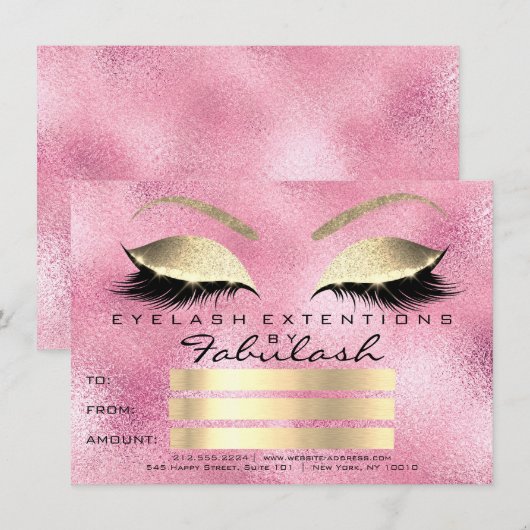 Wimpers Roze Goud Make-up Certificaat Cadeau (Voorkant / Achterkant)