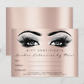 Wimpers Roze Rose Grijs Make-up Certificaat Gift (Voorkant / Achterkant)