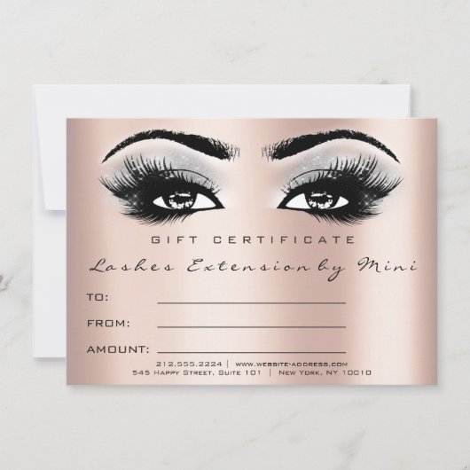 Wimpers Roze Rose Grijs Make-up Certificaat Gift (Voorkant)