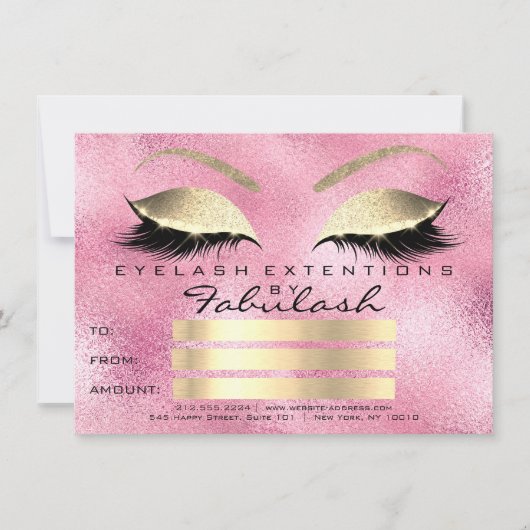 Wimpers Roze Roze Gouden Make-up Certificaat Cadea (Voorkant)
