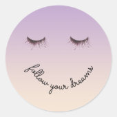 Wimpers van lavendelcrème ronde sticker (Voorkant)