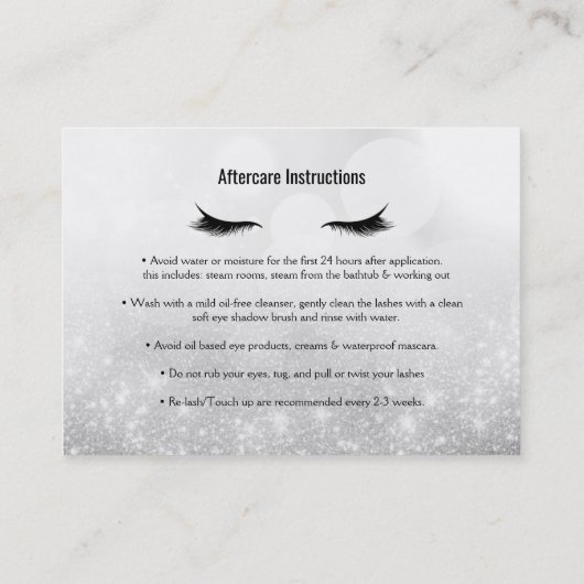 Wimpers Verwijs een vriend Nazorg Instructie Zilve Aanbevelingskaartje (Achterkant)