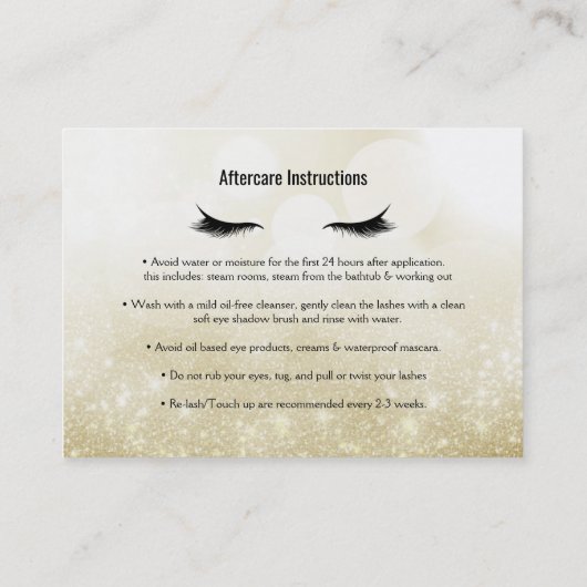 Wimpers Verwijs een vriend Nazorg Instructies Gold Aanbevelingskaartje (Achterkant)