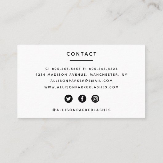 "Wimpers" Visitekaartje (Achterkant)