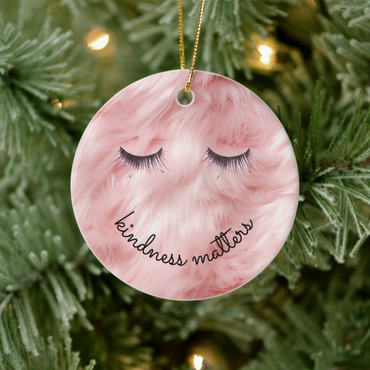 Wimpers Vriendelijkheid Roze Faux Fur Keramisch Ornament (Boom)