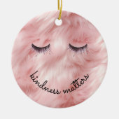 Wimpers Vriendelijkheid Roze Faux Fur Keramisch Ornament (Voorkant)