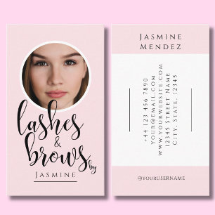 Wimpers & Wenkbrauwen Blush Roze Zwarte Calligraph Visitekaartje