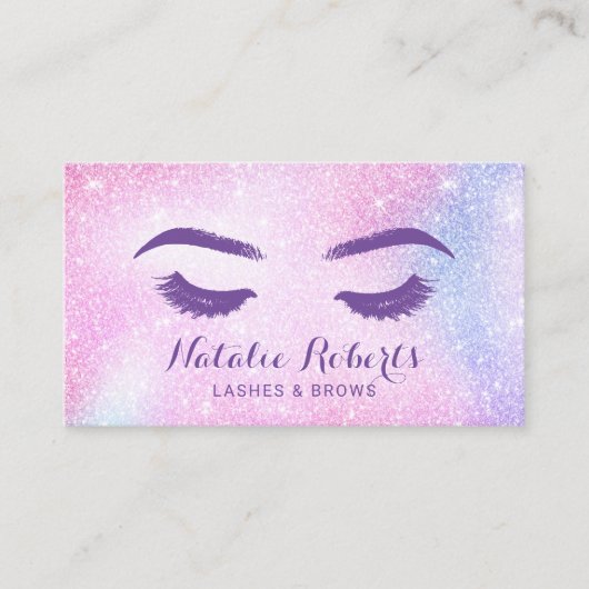 wimpers wimper make-up artiest roze ombre salon visitekaartje (Voorkant)