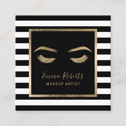 wimpers wimper make-up kunstenaar moderne strepen  vierkante visitekaartje (Voorkant)