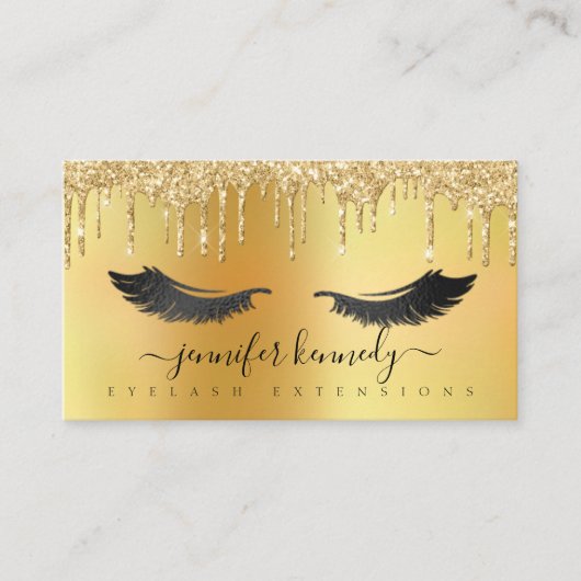 Wimpers Wimperextensies Drip Glitter Goud Visitekaartje (Voorkant)
