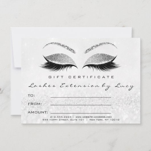 Wimpers Witte Zilveren Make-up Certificaat Cadeau (Voorkant)